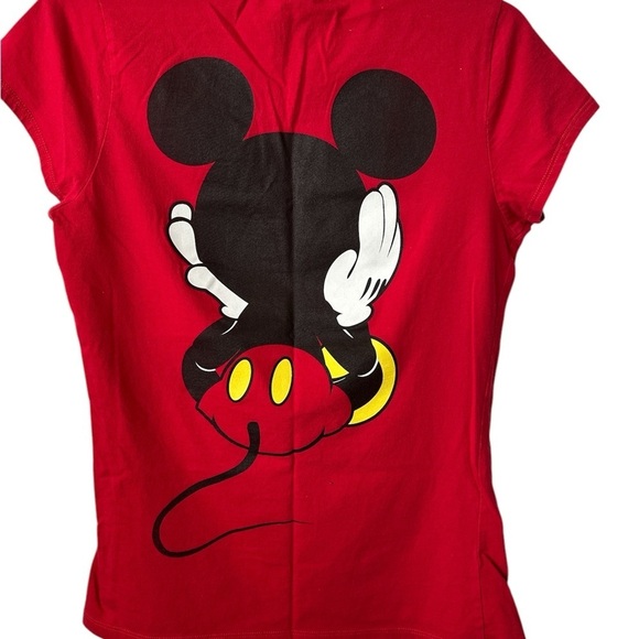 DISNEY Red Mickey Mouse Back To Back Short Sleeves XL Junior TShirt - Picture 3 of 4